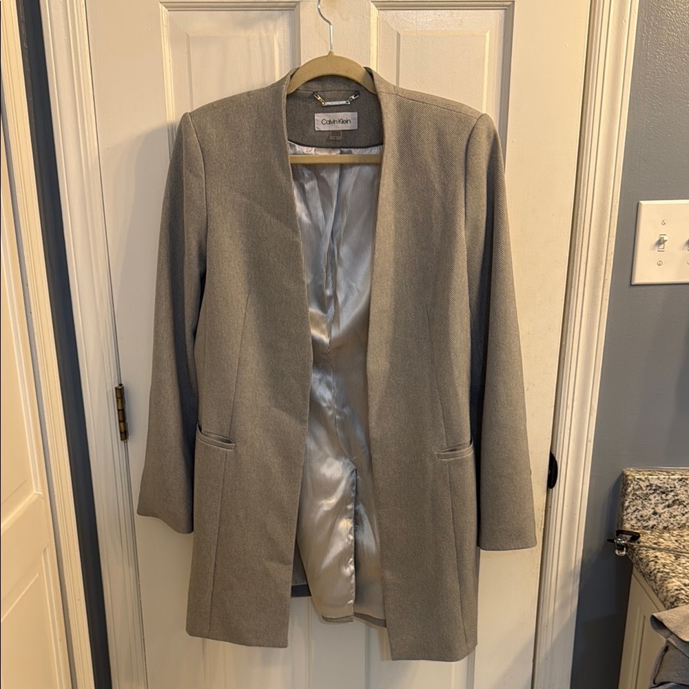 Calvin Klein Gray Blazer with Notched Lapels